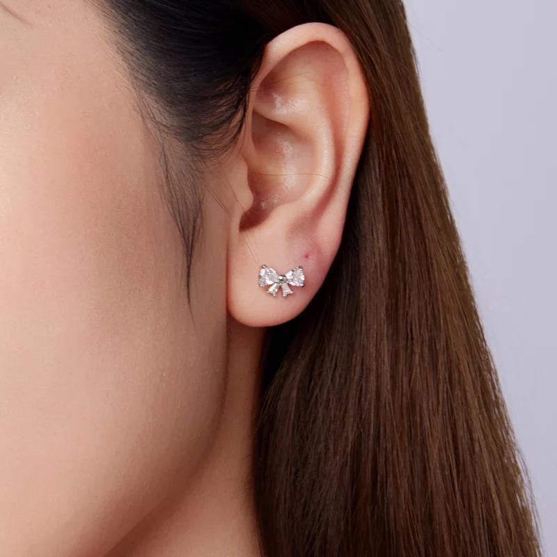 (image pour) Pandora Style S925 Argent Sterling Boucle Zirconia Cubique Clous d'Oreille avec - Afficher 9