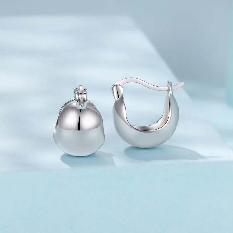 (image pour) Boucles d'oreilles à clou Sphère Métallique Pandora Style - Cuivre Argenté 925 - - Afficher 2