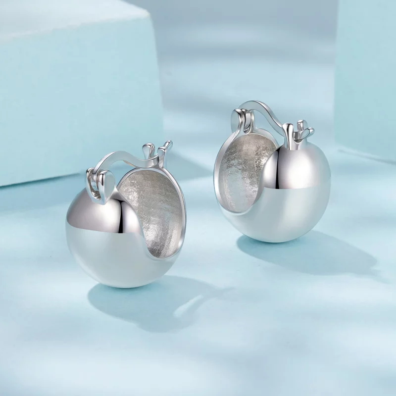 (image pour) Boucles d'oreilles à clou Sphère Métallique Pandora Style - Cuivre Argenté 925 - - Afficher 3