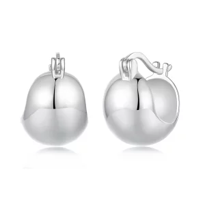 (image pour) Boucles d'oreilles Huggie Boule Métallique Style Pandora - Cuivre Argenté 925 - YIE277