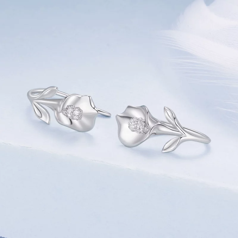 (image pour) Boucles d'oreilles à crochet Calla en argent 925 plaqué platine avec zirconium c - Afficher 2