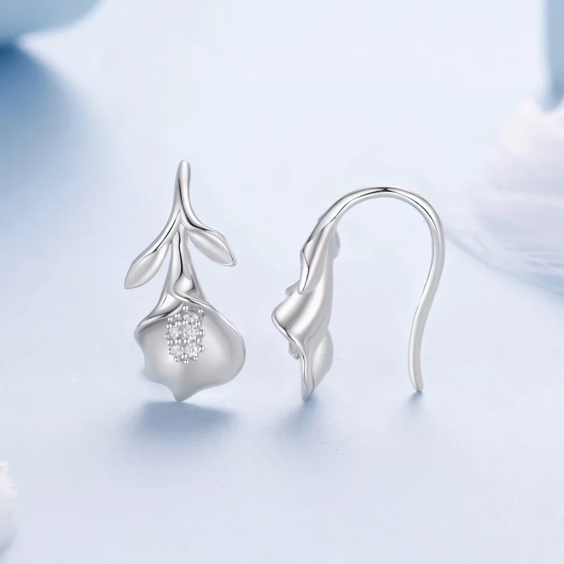 (image pour) Boucles d'oreilles à crochet Calla en argent 925 plaqué platine avec zirconium c - Afficher 3