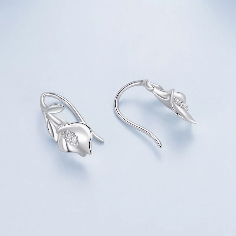 (image pour) Boucles d'oreilles à crochet Calla en argent 925 plaqué platine avec zirconium c - Afficher 4