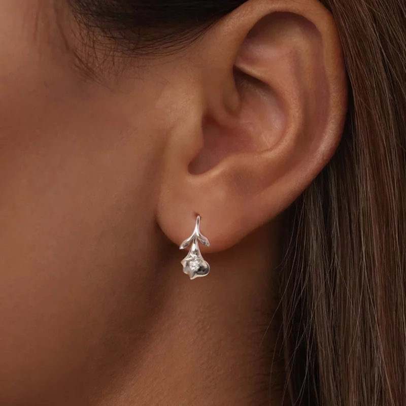 (image pour) Boucles d'oreilles à crochet Calla en argent 925 plaqué platine avec zirconium c - Afficher 5
