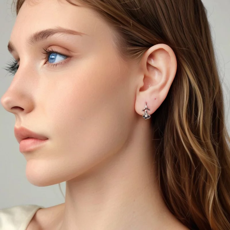 (image pour) Boucles d'oreilles à crochet Calla en argent 925 plaqué platine avec zirconium c - Afficher 7