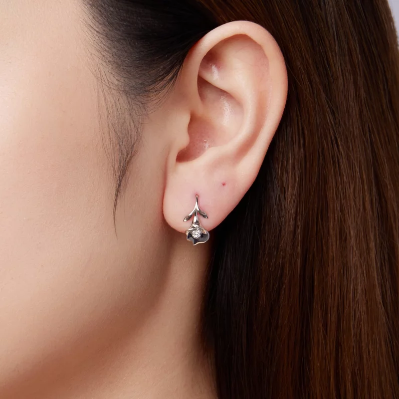 (image pour) Boucles d'oreilles à crochet Calla en argent 925 plaqué platine avec zirconium c - Afficher 9
