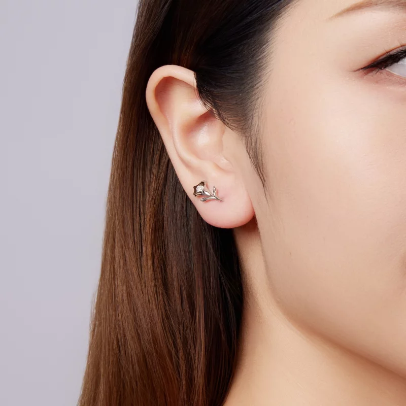 (image pour) Boucles d'oreilles à crochet Calla en argent 925 plaqué platine avec zirconium c - Afficher 10