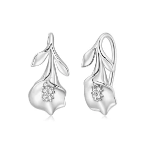 (image pour) Boucles d'oreilles à crochet Calla en argent 925 plaqué platine avec zirconium cubique Pandora Style - BSE1215