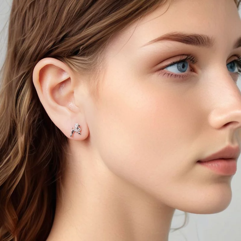 (image pour) Boucles d'oreilles à clou Pandora Style en argent sterling avec zirconium et pla - Afficher 8
