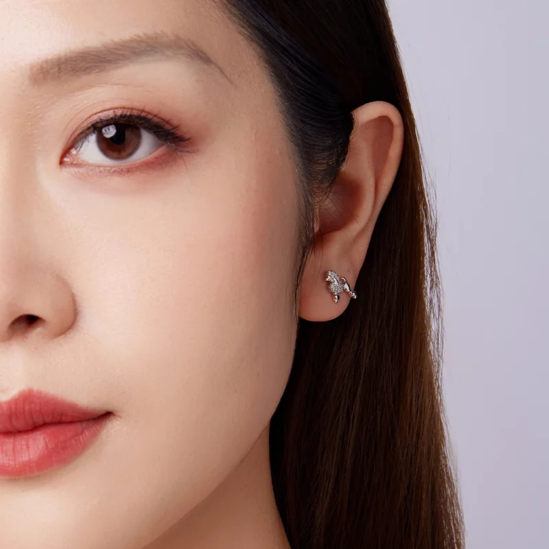 (image pour) Boucles d'oreilles à clou Pandora Style en argent sterling avec zirconium et pla - Afficher 9