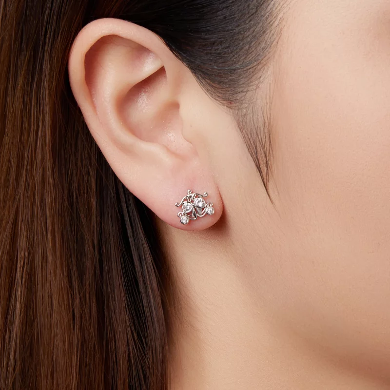 (image pour) Pandora Style Boucles d'oreilles à clous Carrosse Citrouille en Argent 925 plaqu - Afficher 3