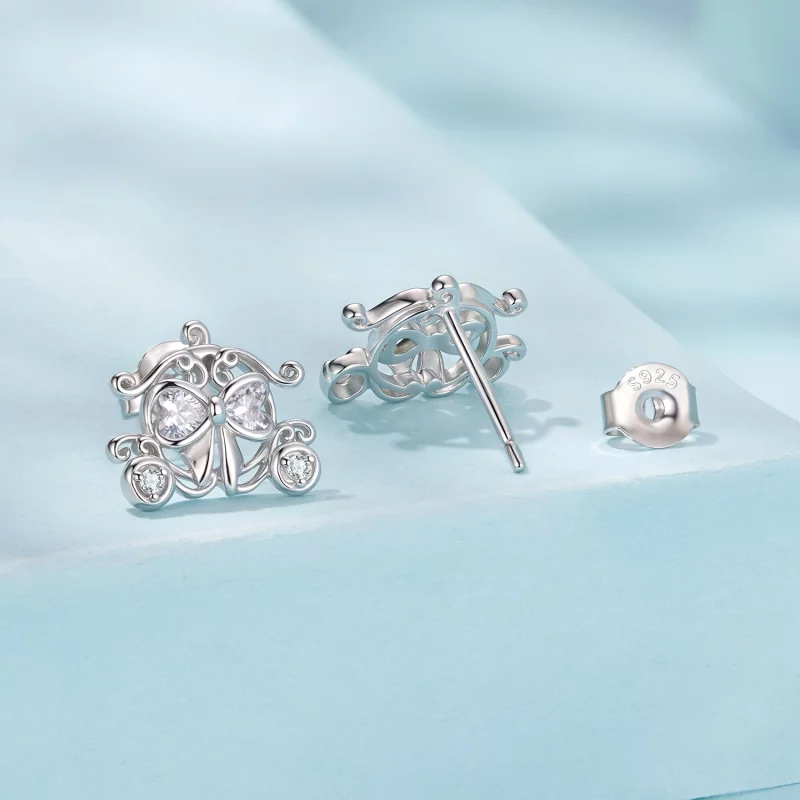 (image pour) Pandora Style Boucles d'oreilles à clous Carrosse Citrouille en Argent 925 plaqu - Afficher 2