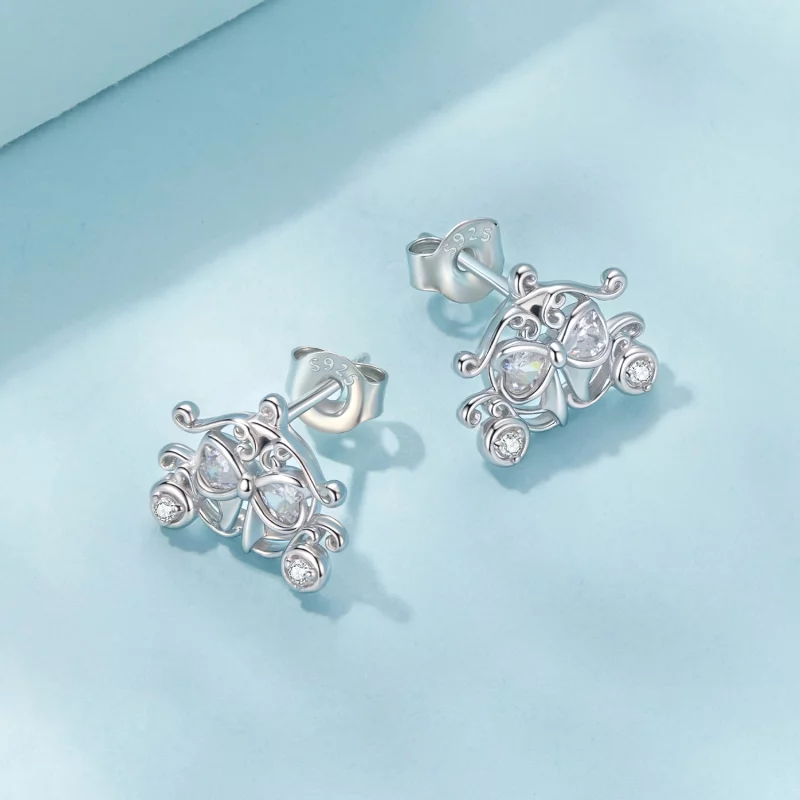 (image pour) Pandora Style Boucles d'oreilles à clous Carrosse Citrouille en Argent 925 plaqu - Afficher 5
