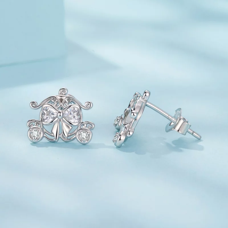 (image pour) Pandora Style Boucles d'oreilles à clous Carrosse Citrouille en Argent 925 plaqu - Afficher 6