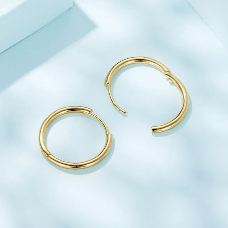 (image pour) Pandora Style Boucles d'oreilles cerceau en argent 925 plaqué or - SCE1772-BL - Afficher 6