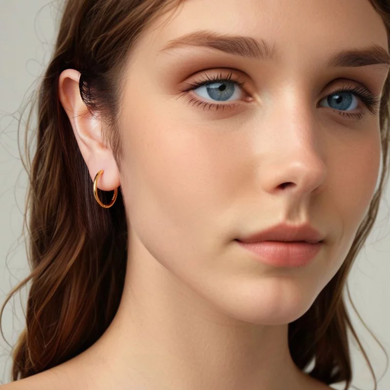 (image pour) Pandora Style Boucles d'oreilles cerceau en argent 925 plaqué or - SCE1772-BL - Afficher 9