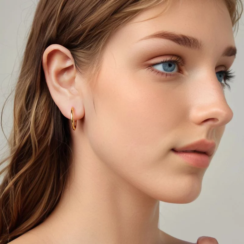 (image pour) Pandora Style Boucles d'oreilles cerceau en argent 925 plaqué or - SCE1772-BL - Afficher 10