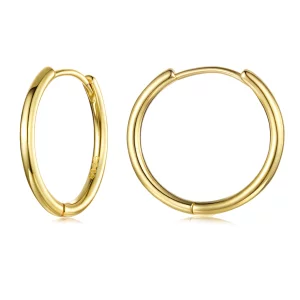 (image pour) Pandora Style Boucles d'oreilles cerceau en argent 925 plaqué or - SCE1772-BL