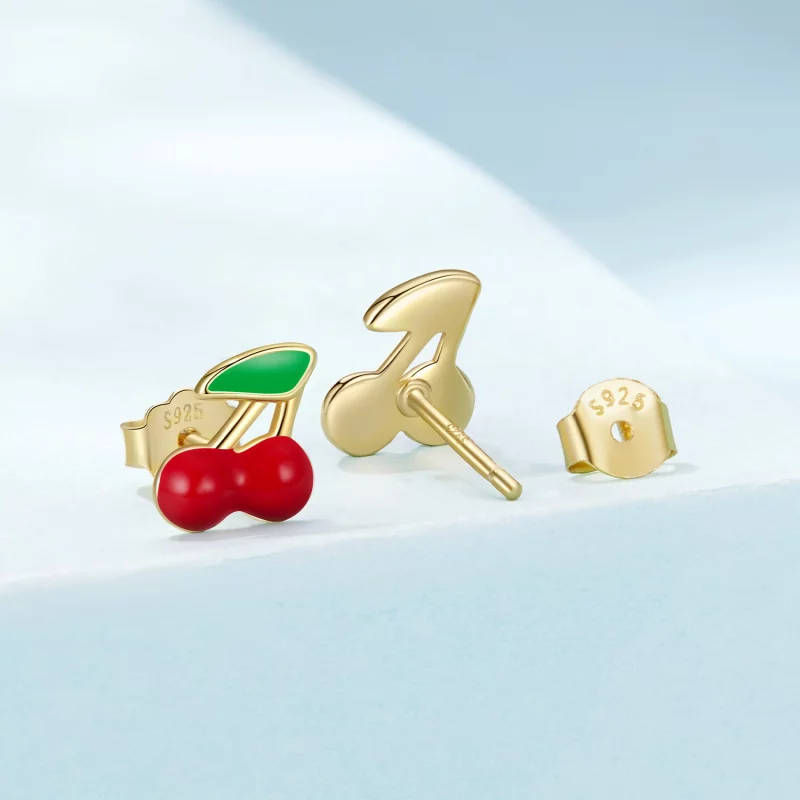 (image pour) Boucles d'oreilles à clous émaillées Cerises Douces Pandora - Argent 925 plaqué - Afficher 2