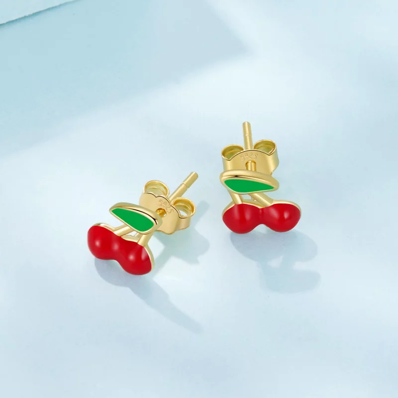 (image pour) Boucles d'oreilles à clous émaillées Cerises Douces Pandora - Argent 925 plaqué - Afficher 3