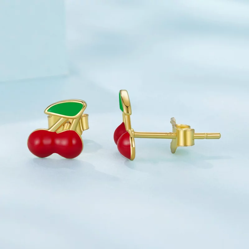 (image pour) Boucles d'oreilles à clous émaillées Cerises Douces Pandora - Argent 925 plaqué - Afficher 4