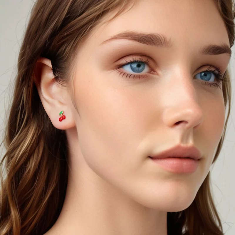 (image pour) Boucles d'oreilles à clous émaillées Cerises Douces Pandora - Argent 925 plaqué - Afficher 8