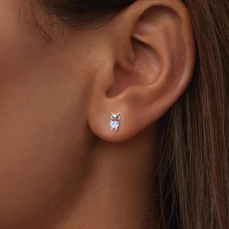 (image pour) Boucles d'oreilles à chat en argent sterling Pandora Style avec résine et finiti - Afficher 5