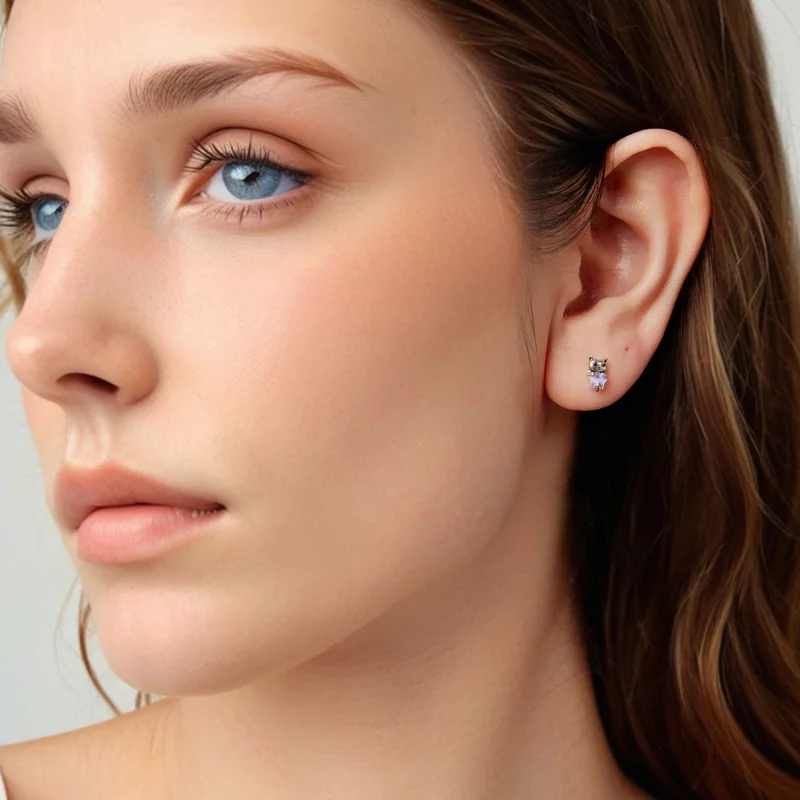 (image pour) Boucles d'oreilles à chat en argent sterling Pandora Style avec résine et finiti - Afficher 7