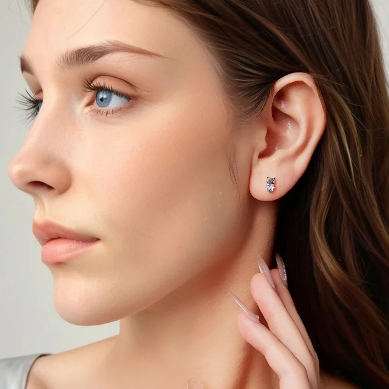 (image pour) Boucles d'oreilles à chat en argent sterling Pandora Style avec résine et finiti - Afficher 8