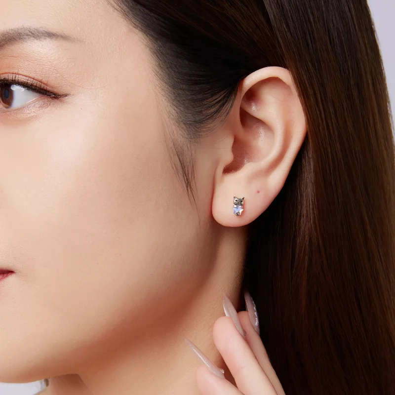 (image pour) Boucles d'oreilles à chat en argent sterling Pandora Style avec résine et finiti - Afficher 10