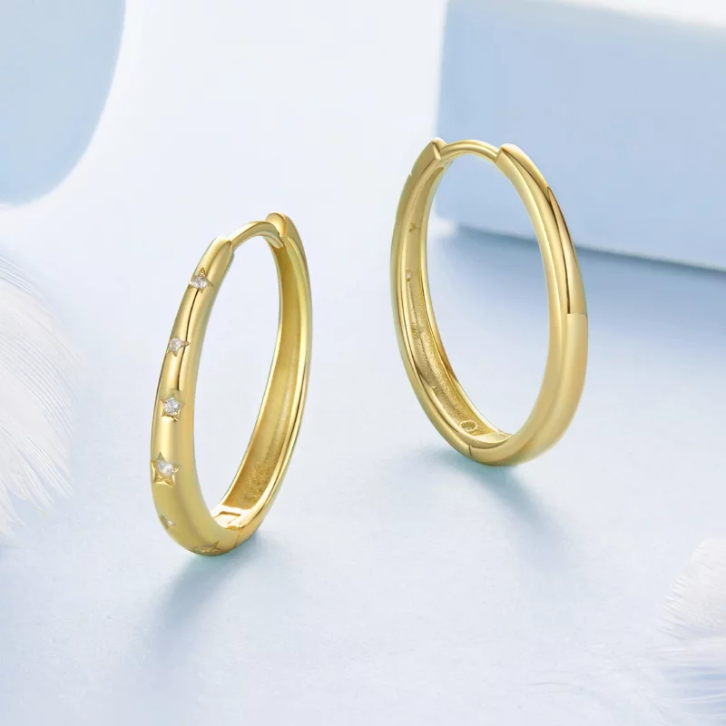 (image pour) Boucles d'oreilles créoles Pandora Style S925 en argent sterling avec zircons cu - Afficher 3