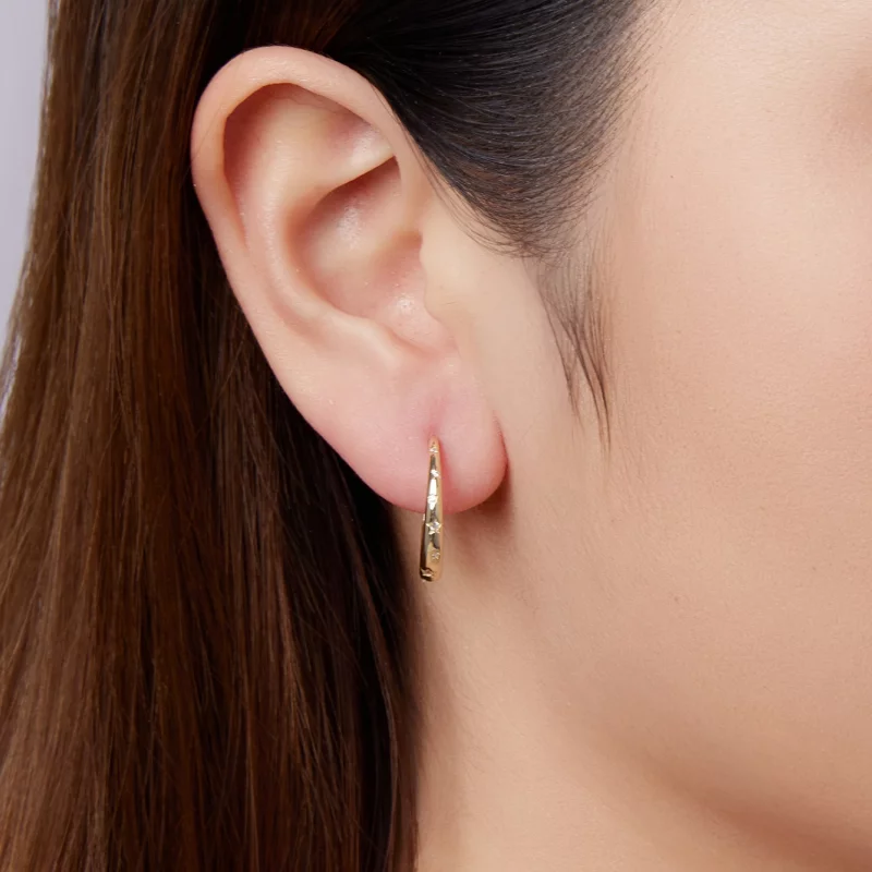 (image pour) Boucles d'oreilles créoles Pandora Style S925 en argent sterling avec zircons cu - Afficher 10