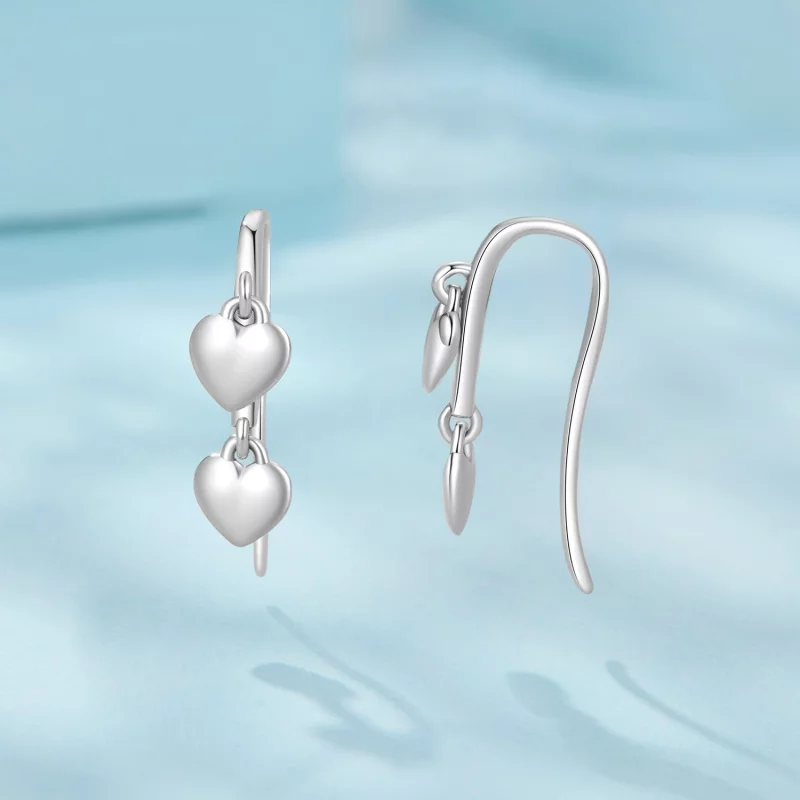 (image pour) Pandora Style 925 Argent Sterling Oxydé Pendentif à Pompon Double Cœur - SCE1927 - Afficher 3