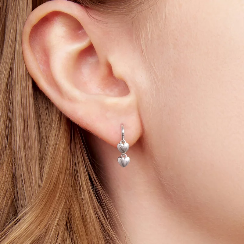 (image pour) Pandora Style 925 Argent Sterling Oxydé Pendentif à Pompon Double Cœur - SCE1927 - Afficher 6