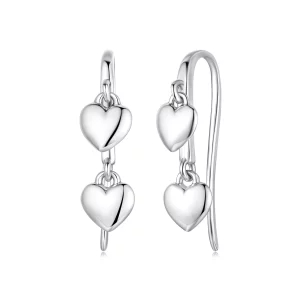 (image pour) Pandora Style 925 Argent Sterling Oxydé Pendentif à Pompon Double Cœur - SCE1927