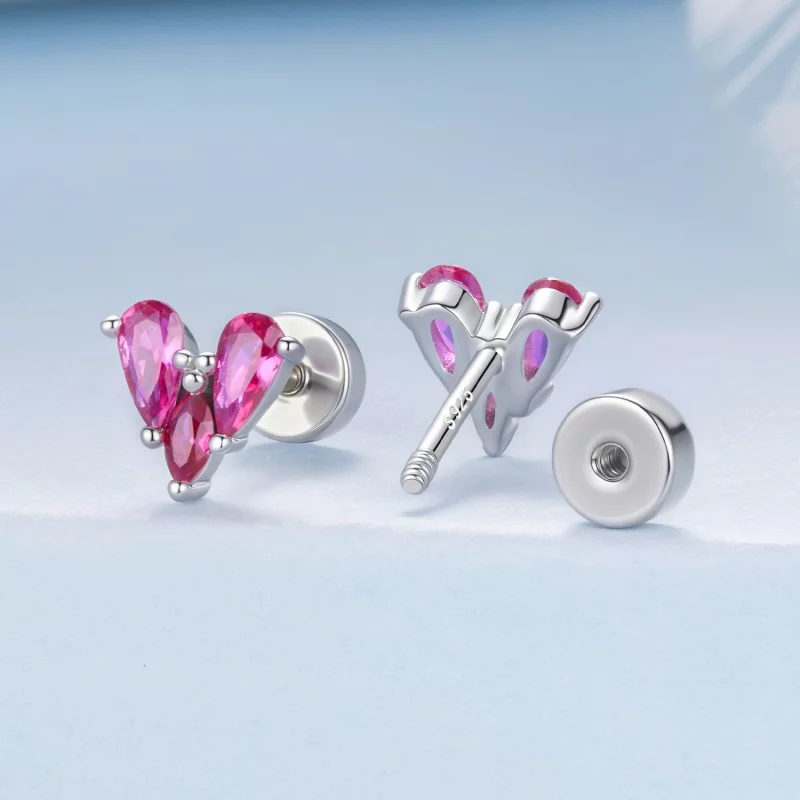 (image pour) Boucles d'oreilles à clou en forme de cœur Pandora - Argent 925 plaqué or blanc - Afficher 2