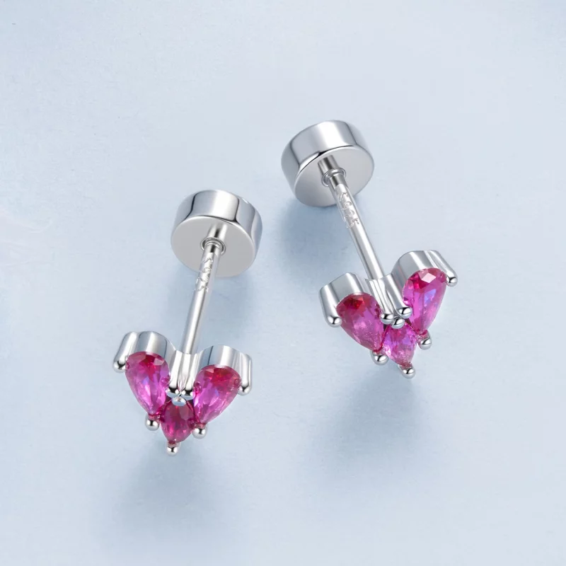(image pour) Boucles d'oreilles à clou en forme de cœur Pandora - Argent 925 plaqué or blanc - Afficher 3