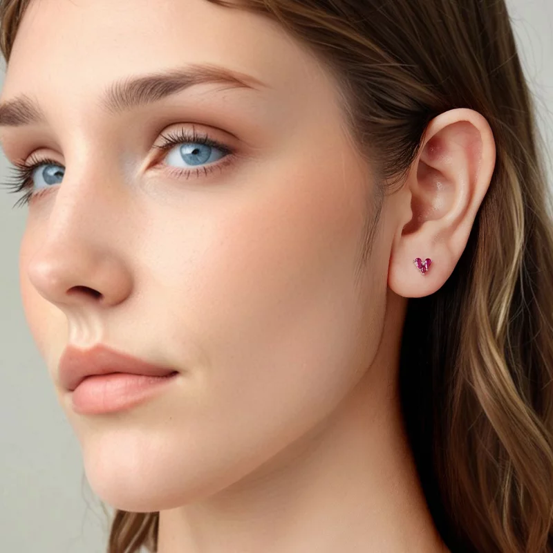 (image pour) Boucles d'oreilles à clou en forme de cœur Pandora - Argent 925 plaqué or blanc - Afficher 7