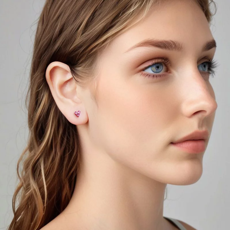 (image pour) Boucles d'oreilles à clou en forme de cœur Pandora - Argent 925 plaqué or blanc - Afficher 8