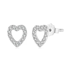 (image pour) Boucles d'oreilles à clou en forme de cœur Pandora - Argent 925 plaqué or blanc avec zirconium cubique - BSE1228