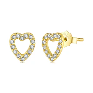 (image pour) Boucles d'oreilles cœur plaqué or en argent 925 Pandora - Clous romance zirconium - SCE1727-BL