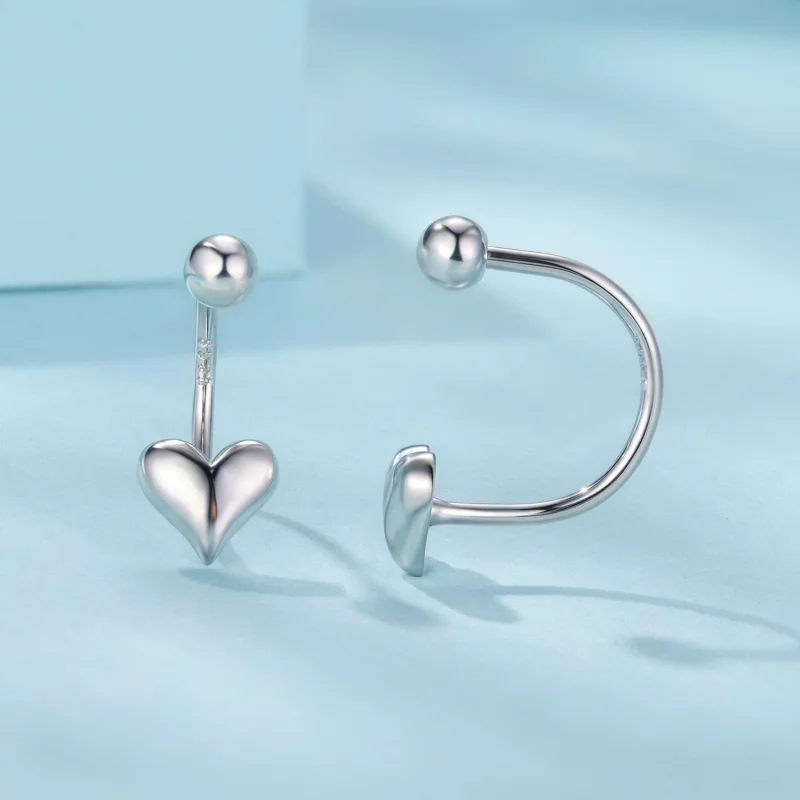 (image pour) Boucles d'oreilles à clous Cœur réversible en argent 925 plaqué platine Pandora - Afficher 3