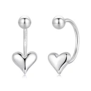 (image pour) Boucles d'oreilles à clous Cœur réversible en argent 925 plaqué platine Pandora Style - SCE1923
