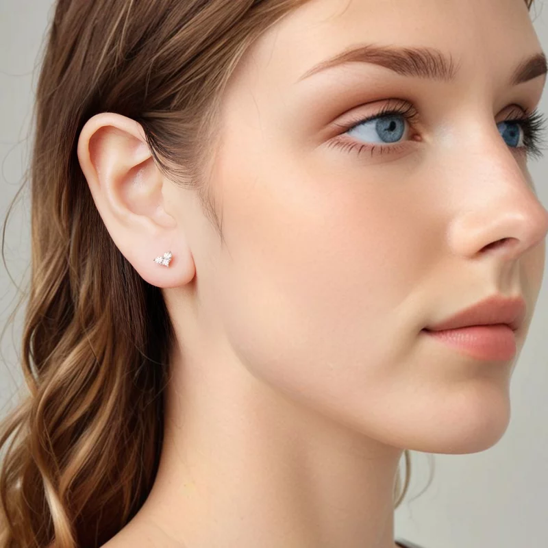 (image pour) Boucles d'oreilles à clous en forme de cœur en argent 925 plaqué platine avec zi - Afficher 7