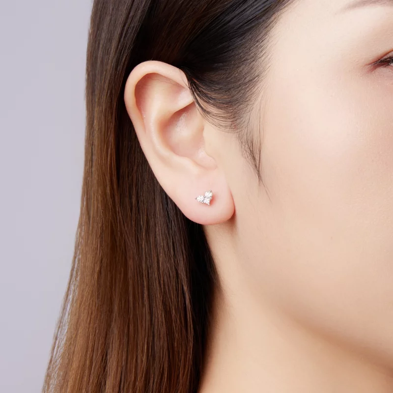 (image pour) Boucles d'oreilles à clous en forme de cœur en argent 925 plaqué platine avec zi - Afficher 9