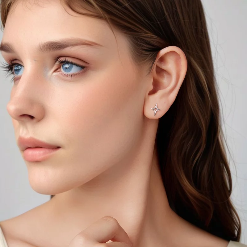 (image pour) Pandora Style S925 Argent Sterling Boucles d'Oreilles à Clous Cœur Découpé Étoil - Afficher 7