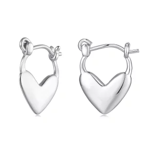 (image pour) Boucles d'oreilles cœurs en argent 925 plaquées platine Pandora Style - SCE1940