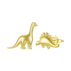 (image pour) Pandora Style 925 Argent Sterling Doré à l'Or Studs Asymétriques Dinosaure - SCE1934-B
