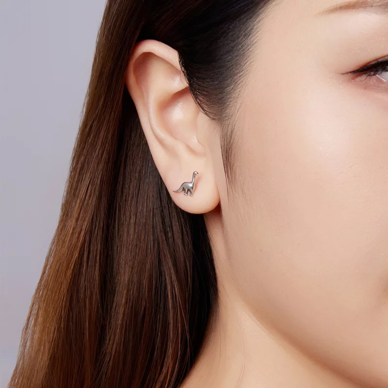 (image pour) Pandora Style 925 Argent Sterling Plaqué Platine Boucles d'oreilles à clous asym - Afficher 3