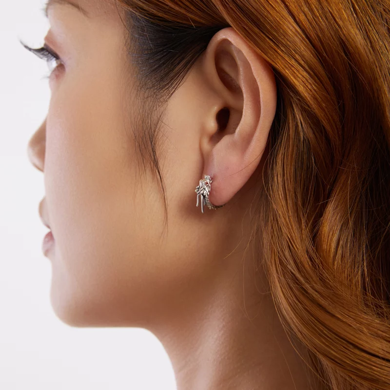 (image pour) Boucles d'oreilles clous Pandora Style Mini Dragon en argent 925 oxydé - SCE1930 - Afficher 3